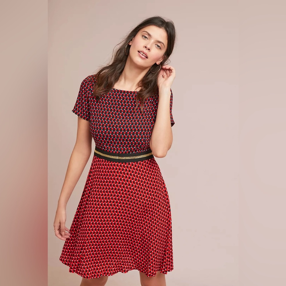 Maeve by Anthropologie Red/Black Bunny Rabbit Dress size 4